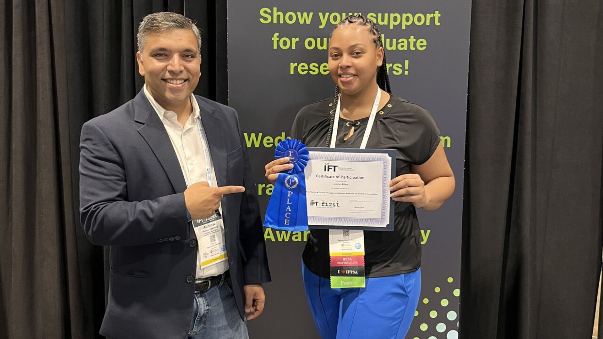 Dr. Abhinav Upadhyay posing for a photo alongside ANSC Graduate Student Jodie Allen.