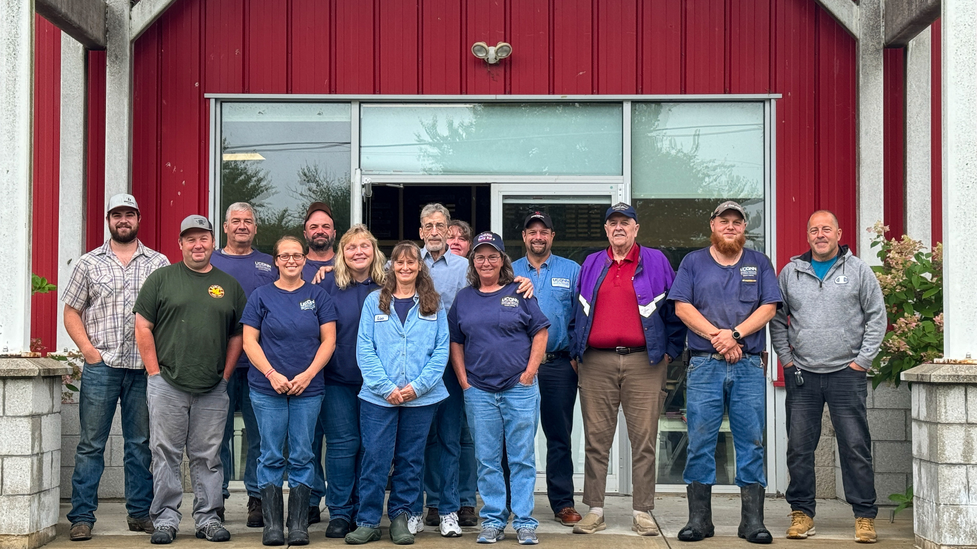 Kellogg Dairy Center Staff Posing for Group Photo in front of Horsebarn Hill Arena.