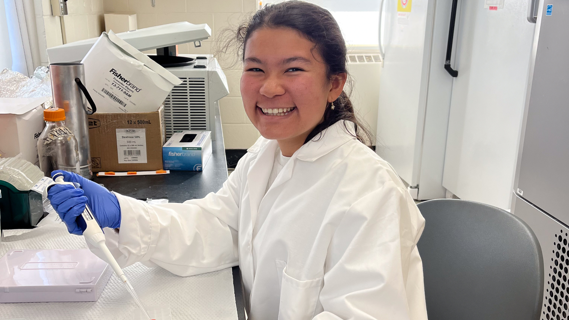 Student conducting research in a lab