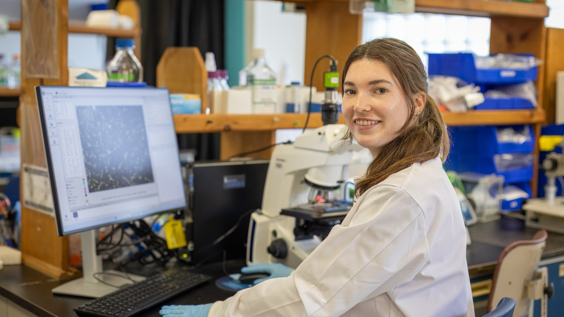 Student conducting research in a lab