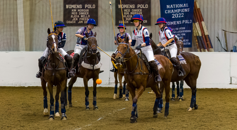 Students Playing Polo on Horses Inside of Arena